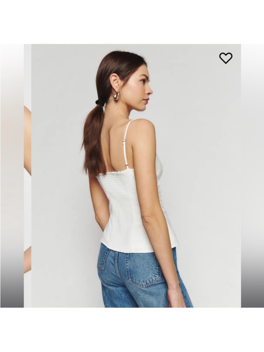 Reformation White Ruched Button-Front Camisole - Picture 3 of 4